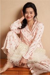 Đồ bộ ngủ nữ Pyjama lụa băng trơn Shury Store tay dài quần dài mặc nhà , mặc ngủ TD81 size 45-75kg