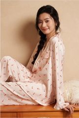 Đồ bộ ngủ nữ Pyjama lụa băng trơn Shury Store tay dài quần dài mặc nhà , mặc ngủ TD81 size 45-75kg