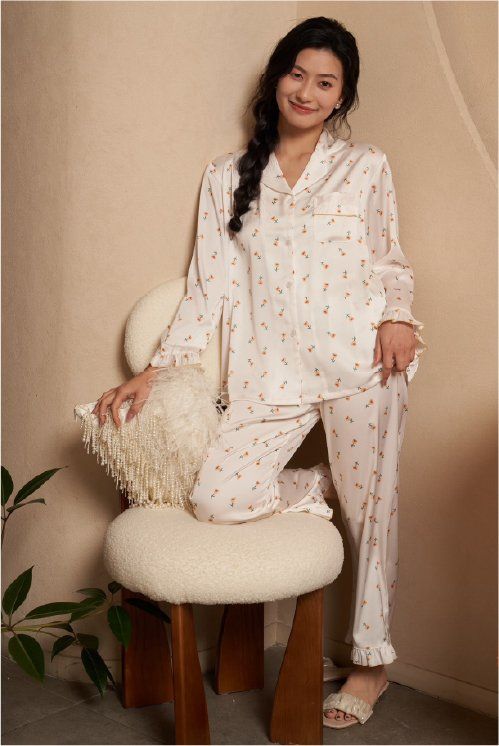 Đồ bộ ngủ nữ Pyjama lụa băng trơn Shury Store tay dài quần dài mặc nhà , mặc ngủ TD81 size 45-75kg