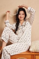 Đồ bộ ngủ nữ Pyjama lụa băng trơn Shury Store tay dài quần dài mặc nhà , mặc ngủ TD82 size 45-75kg