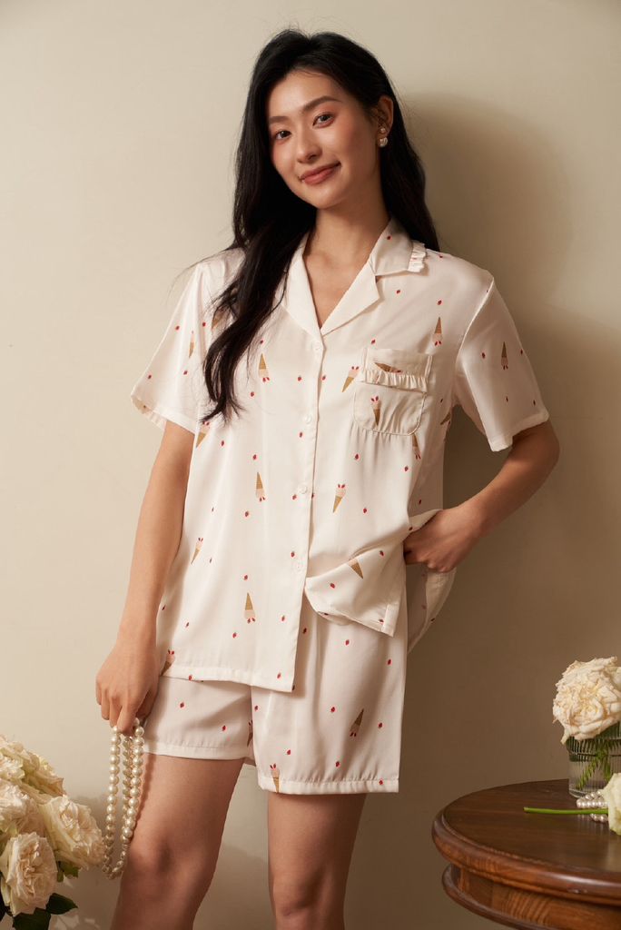 Đồ bộ ngủ nữ Pyjama lụa băng Shury Store tay ngắn quần ngắn mặc nhà , mặc ngủ NT39 kiểu dáng tay cộc size 45-75