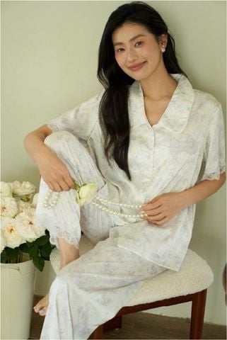 Đồ bộ ngủ nữ Pyjama lụa băng Shury Store tay ngắn quần dài mặc nhà , mặc ngủ TN15 có size 45-75 kg