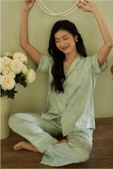 Đồ bộ ngủ nữ Pyjama lụa băng Shury Store tay ngắn quần dài mặc nhà , mặc ngủ TN32 có size 45-75 kg