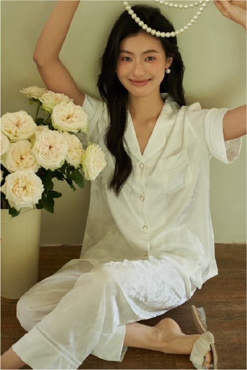 Đồ bộ ngủ nữ Pyjama lụa băng Shury Store tay ngắn quần dài mặc nhà , mặc ngủ TN32 có size 45-75 kg
