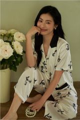 Đồ bộ ngủ nữ Pyjama lụa băng Shury Store tay ngắn quần dài mặc nhà , mặc ngủ TN72 có size 45-75 kg