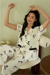 Đồ bộ ngủ nữ Pyjama lụa băng Shury Store tay ngắn quần dài mặc nhà , mặc ngủ TN72 có size 45-75 kg