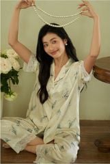 Đồ bộ ngủ nữ Pyjama lụa băng Shury Store tay ngắn quần dài mặc nhà , mặc ngủ TN73 có size 45-75 kg