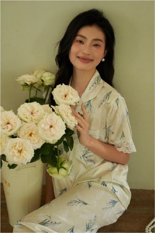 Đồ bộ ngủ nữ Pyjama lụa băng Shury Store tay ngắn quần dài mặc nhà , mặc ngủ TN73 có size 45-75 kg
