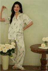 Đồ bộ ngủ nữ Pyjama lụa băng Shury Store tay ngắn quần dài mặc nhà , mặc ngủ TN73 có size 45-75 kg