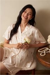 Đồ bộ ngủ nữ Pyjama lụa băng Shury Store tay ngắn quần ngắn mặc nhà , mặc ngủ NT39 kiểu dáng tay cộc size 45-75