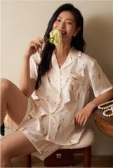 Đồ bộ ngủ nữ Pyjama lụa băng Shury Store tay ngắn quần ngắn mặc nhà , mặc ngủ NT39 kiểu dáng tay cộc size 45-75