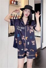 Đồ ngủ đôi Shury Store CTN18 nam nữ đồ bộ ngủ Pyjama couple tay ngắn quần ngắn chất lụa băng cao cấp