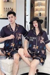 Đồ ngủ đôi Shury Store CTN18 nam nữ đồ bộ ngủ Pyjama couple tay ngắn quần ngắn chất lụa băng cao cấp