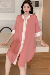 Váy ngủ sơmi lụa in hình SM15 Shury Store freesize đầm mặc nhà suông rộng mềm mại thoáng mát cao cấp