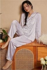 Đồ bộ ngủ nữ Pyjama lụa băng trơn Shury Store tay dài quần dài mặc nhà , mặc ngủ TD03 size 45-75kg
