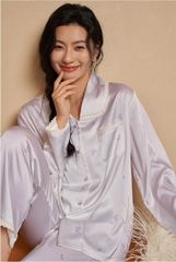 Đồ bộ ngủ nữ Pyjama lụa băng trơn Shury Store tay dài quần dài mặc nhà , mặc ngủ TD03 size 45-75kg