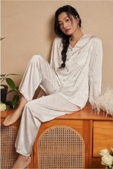 Đồ bộ ngủ nữ Pyjama lụa băng trơn Shury Store tay dài quần dài mặc nhà , mặc ngủ TD03 size 45-75kg