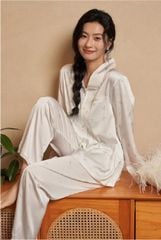 Đồ bộ ngủ nữ Pyjama lụa băng trơn Shury Store tay dài quần dài mặc nhà , mặc ngủ TD03 size 45-75kg