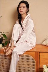 Đồ bộ ngủ nữ Pyjama lụa băng trơn Shury Store tay dài quần dài mặc nhà , mặc ngủ TD03 size 45-75kg