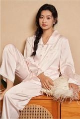 Đồ bộ ngủ nữ Pyjama lụa băng trơn Shury Store tay dài quần dài mặc nhà , mặc ngủ TD03 size 45-75kg