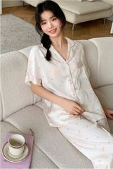 Đồ bộ ngủ nữ Pyjama lụa băng Shury Store tay ngắn quần dài mặc nhà , mặc ngủ TN50 có size 45-75 kg