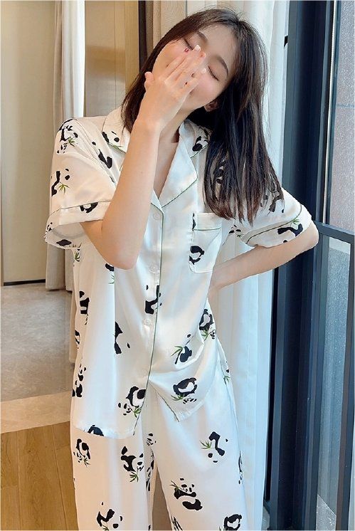Đồ bộ ngủ nữ Pyjama lụa băng Shury Store tay ngắn quần dài mặc nhà , mặc ngủ TN60 có size 45-75 kg