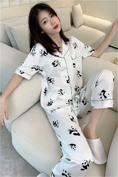 Đồ bộ ngủ nữ Pyjama lụa băng Shury Store tay ngắn quần dài mặc nhà , mặc ngủ TN60 có size 45-75 kg