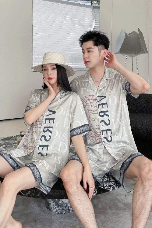 Đồ ngủ đôi Shury Store CTN10 nam nữ đồ bộ ngủ Pyjama couple tay ngắn quần ngắn chất lụa băng cao cấp