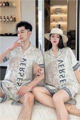 Đồ ngủ đôi Shury Store CTN10 nam nữ đồ bộ ngủ Pyjama couple tay ngắn quần ngắn chất lụa băng cao cấp