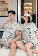 Đồ ngủ đôi Shury Store CTN10 nam nữ đồ bộ ngủ Pyjama couple tay ngắn quần ngắn chất lụa băng cao cấp
