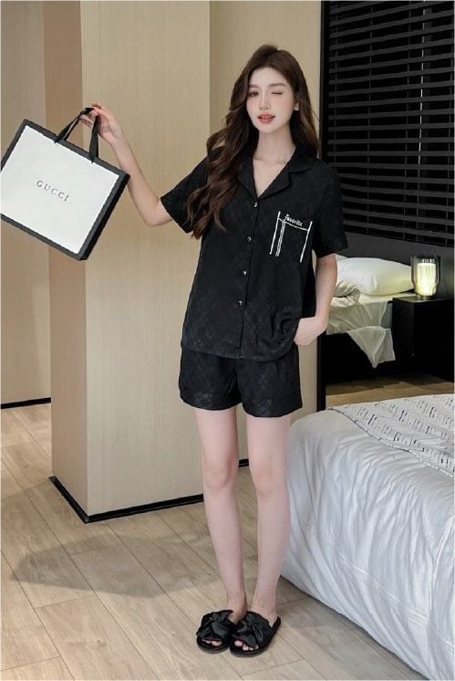 Đồ ngủ đôi Shury Store CTN03 nam nữ đồ bộ ngủ Pyjama couple tay ngắn quần ngắn chất lụa băng cao cấp