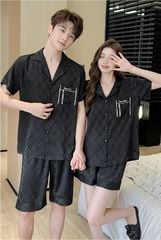 Đồ ngủ đôi Shury Store CTN03 nam nữ đồ bộ ngủ Pyjama couple tay ngắn quần ngắn chất lụa băng cao cấp