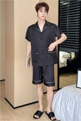 Đồ ngủ đôi Shury Store CTN02 nam nữ đồ bộ ngủ Pyjama couple tay ngắn quần ngắn chất lụa băng cao cấp