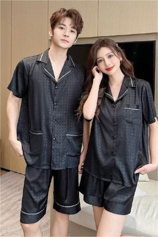 Đồ ngủ đôi Shury Store CTN02 nam nữ đồ bộ ngủ Pyjama couple tay ngắn quần ngắn chất lụa băng cao cấp