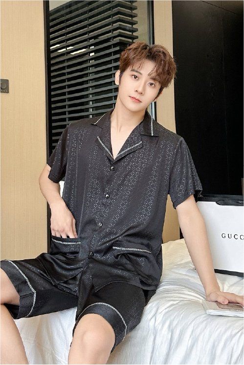 Đồ ngủ đôi Shury Store CTN02 nam nữ đồ bộ ngủ Pyjama couple tay ngắn quần ngắn chất lụa băng cao cấp