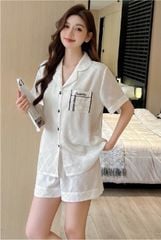 Đồ ngủ đôi Shury Store CTN01 nam nữ đồ bộ ngủ Pyjama couple tay ngắn quần ngắn chất lụa băng cao cấp