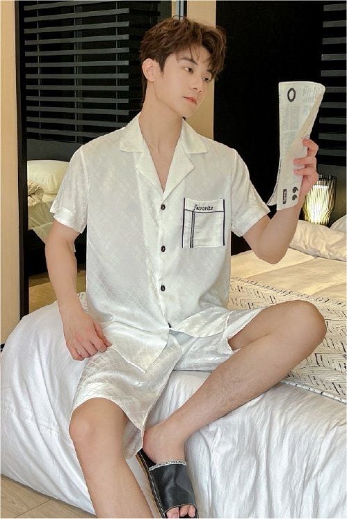 Đồ ngủ đôi Shury Store CTN01 nam nữ đồ bộ ngủ Pyjama couple tay ngắn quần ngắn chất lụa băng cao cấp