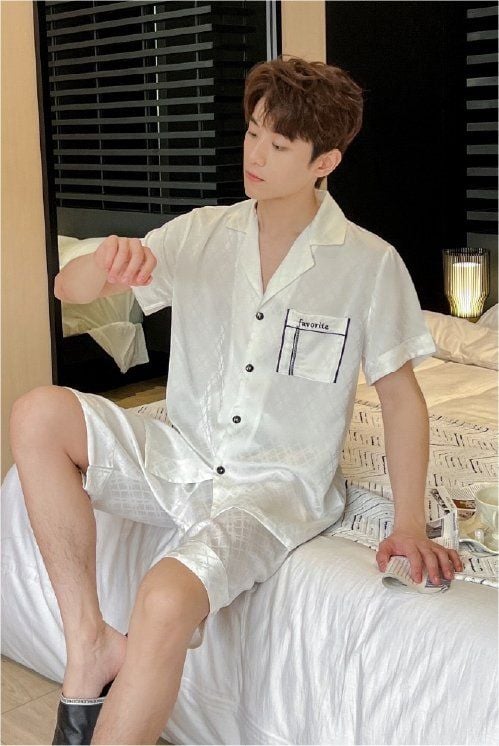 Đồ ngủ đôi Shury Store CTN01 nam nữ đồ bộ ngủ Pyjama couple tay ngắn quần ngắn chất lụa băng cao cấp