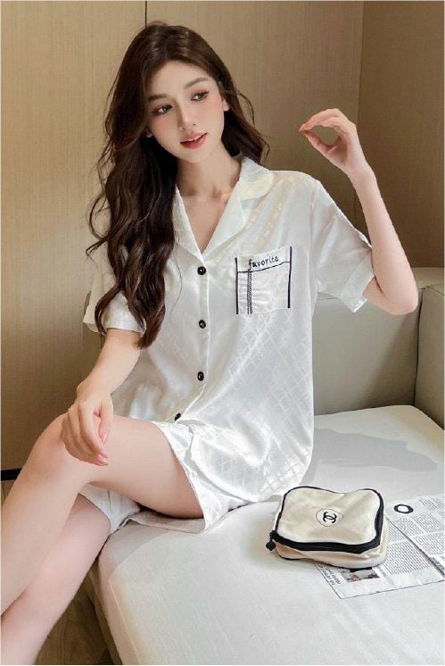 Đồ ngủ đôi Shury Store CTN01 nam nữ đồ bộ ngủ Pyjama couple tay ngắn quần ngắn chất lụa băng cao cấp