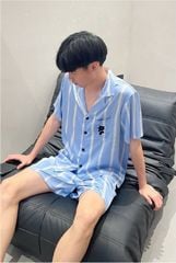 Đồ ngủ đôi Shury Store CTN29 nam nữ đồ bộ ngủ Pyjama couple tay ngắn quần ngắn chất lụa băng cao cấp