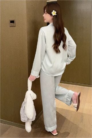 Đồ bộ ngủ nữ Pyjama lụa băng trơn Shury Store tay dài quần dài mặc nhà , mặc ngủ TD60 size 45-75kg