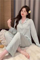 Đồ bộ ngủ nữ Pyjama lụa băng trơn Shury Store tay dài quần dài mặc nhà , mặc ngủ TD60 size 45-75kg