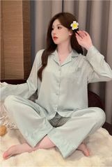 Đồ bộ ngủ nữ Pyjama lụa băng trơn Shury Store tay dài quần dài mặc nhà , mặc ngủ TD60 size 45-75kg
