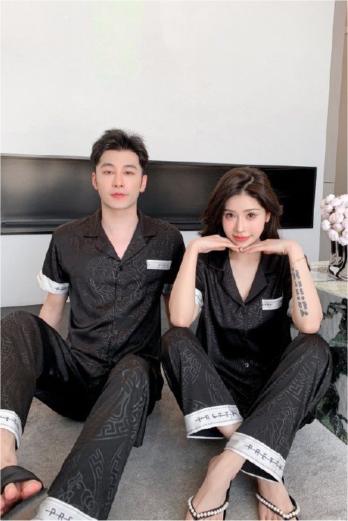 Đồ ngủ đôi Shury Store- CND15 nam nữ đồ bộ ngủ Pyjama couple tay ngắn quần dài chất lụa băng cao cấp