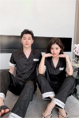Đồ ngủ đôi Shury Store- CND15 nam nữ đồ bộ ngủ Pyjama couple tay ngắn quần dài chất lụa băng cao cấp