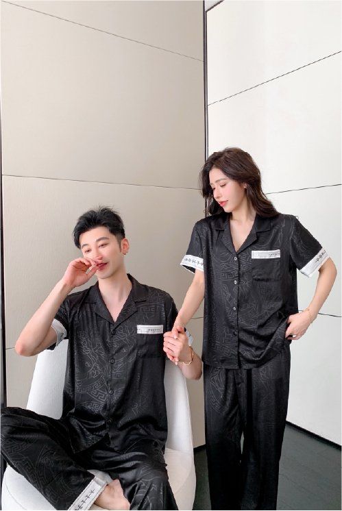 Đồ ngủ đôi Shury Store- CND15 nam nữ đồ bộ ngủ Pyjama couple tay ngắn quần dài chất lụa băng cao cấp