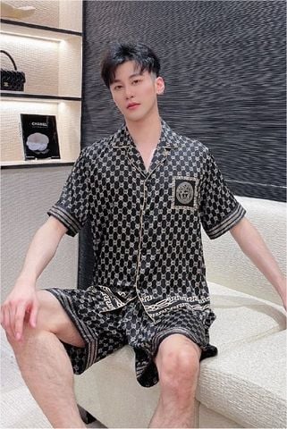 Đồ ngủ đôi Shury Store CTN11 nam nữ đồ bộ ngủ Pyjama couple tay ngắn quần ngắn chất lụa băng cao cấp