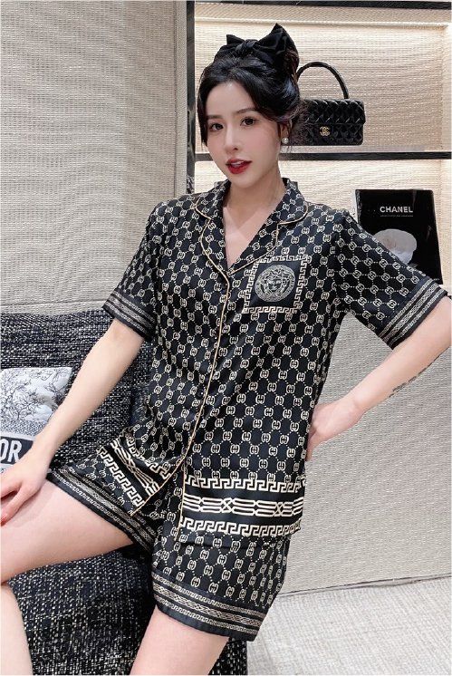 Đồ ngủ đôi Shury Store CTN11 nam nữ đồ bộ ngủ Pyjama couple tay ngắn quần ngắn chất lụa băng cao cấp