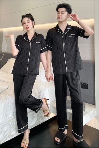 Đồ ngủ đôi Shury Store- CND02 nam nữ đồ bộ ngủ Pyjama couple tay ngắn quần dài chất lụa băng cao cấp