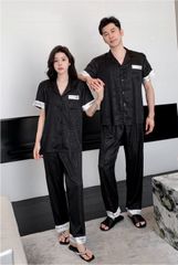 Đồ ngủ đôi Shury Store- CND15 nam nữ đồ bộ ngủ Pyjama couple tay ngắn quần dài chất lụa băng cao cấp